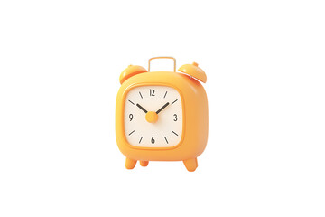 Bright Orange Alarm Clock with Transparent Background, Modern Design, Perfect for Home Decor