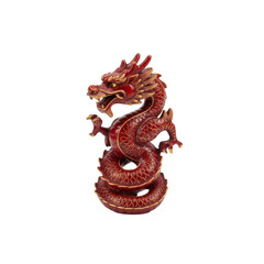 Obraz premium Crimson & Gold Dragon Sculpture, isolated on a transparent background