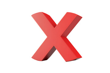 Obraz premium Bold Red 3D X Symbol on Transparent Background for Design and Marketing