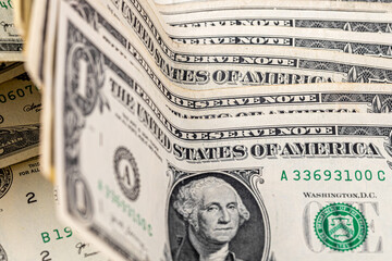 American one dollar banknotes wallpaper. Close up of money. Wealth concept, free trade, business concept background.
close up of one dollar bills.