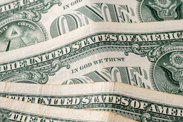 American one dollar banknotes wallpaper. Close up of money. Wealth concept, free trade, business concept background.
close up of one dollar bills.