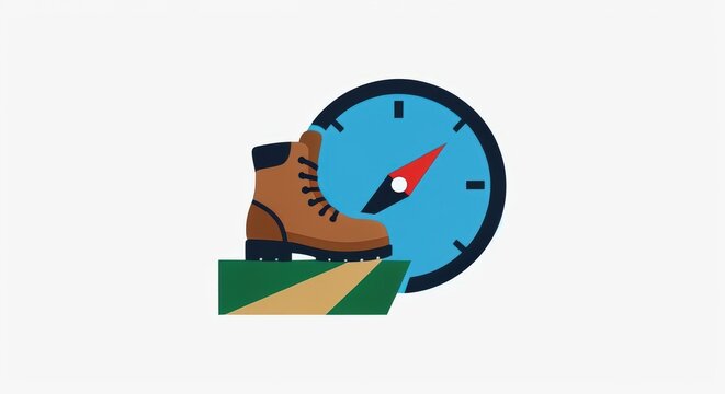 Hiking Boot and Compass Symbolizing Adventure and Navigation.