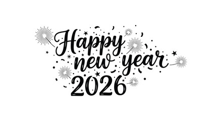 Festive new year greeting with sparkling design and bold typography a beautiful silhouette © MIRAJ02