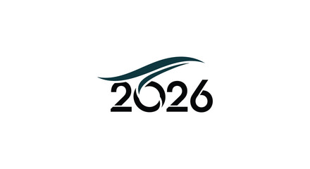 Stylized logo design featuring the year 2026 with a sweeping curved element silhouette