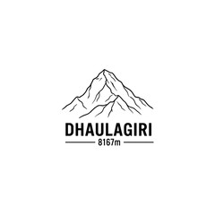 Outline Dhaulagiri Mountain Peaks With