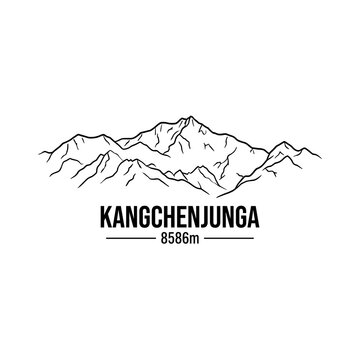Outline of Kangchenjunga mountain range at 8586 meters elevation  