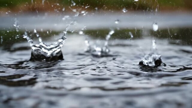 Water droplet splash creating crown shape