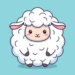 Obraz premium Cute Fluffy Sheep Lamb Cartoon Vector Illustration Adorable Mascot