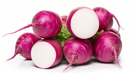 Fresh purple radish with slices, Organic radish vegetable close up