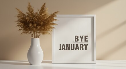Bye January Sign and Vase