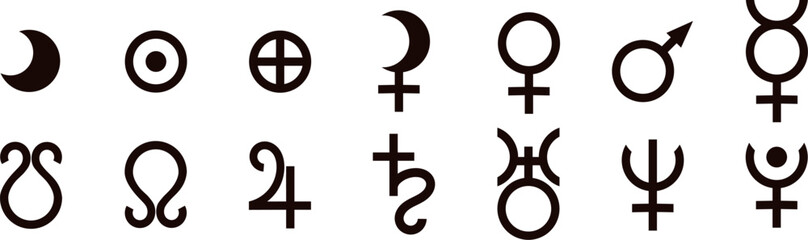 Astrology Symbol Set – Dark Astrology Symbols © Yashchenkova
