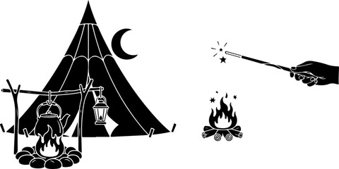 Mystic Crystal Ornament Icon Vector Set