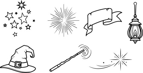 Mystic Crystal Ornament Icon Vector Set