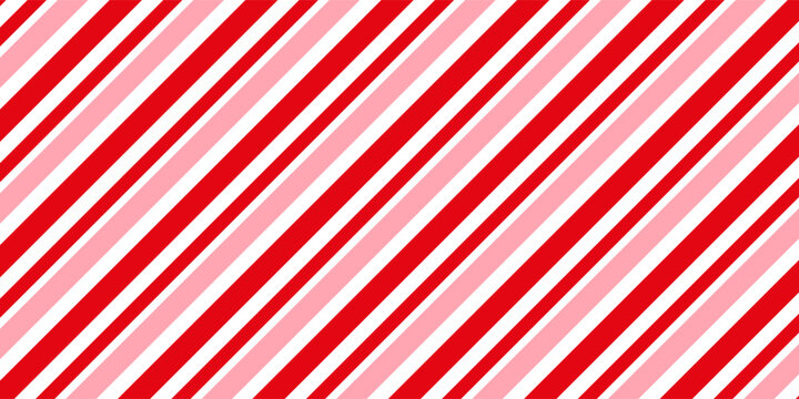 Candy cane Christmas background, peppermint diagonal stripes print seamless pattern