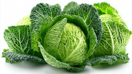 Fototapeta premium Fresh savoy cabbage heads close up, Organic green cabbage vegetable
