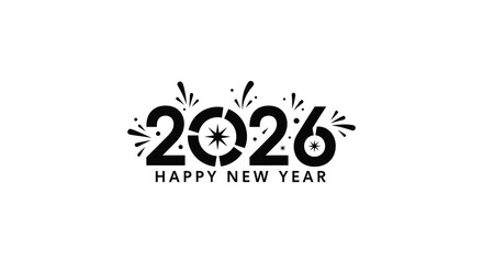 Celebratory new year design featuring the year 2026 with sparkling elements silhouette