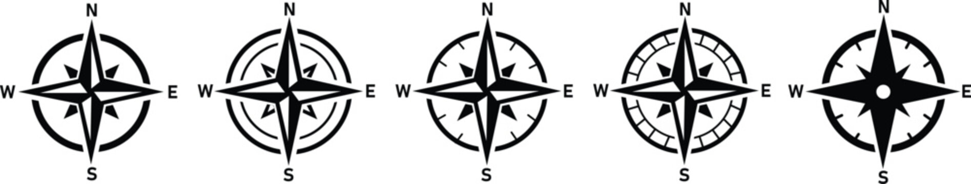 Wind rose retro design isolated. Compass navigation dial. Vector stock illustration