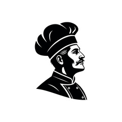 chef silhouette logo vector line art logo design