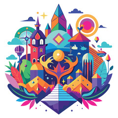 A surreal-art-colorful-illustration-vector 