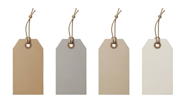 Set of four blank tags with string for labeling