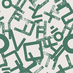 Korean Hangul letters seamless vector pattern for textile and fashion design