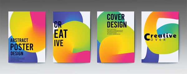 Colorful abstract poster designs with vibrant shapes and modern style