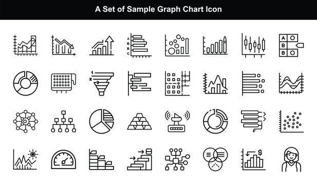 Graph and chart icons set data analytics