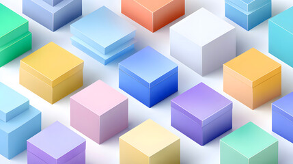 Fototapeta premium Colorful Cubes in 3D Isometric Design