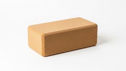 Natural cork yoga block for meditation fitness stretching and balance isolated on white background