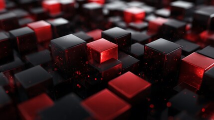 Obraz premium Red and black cubes with one red cube standing out blocks