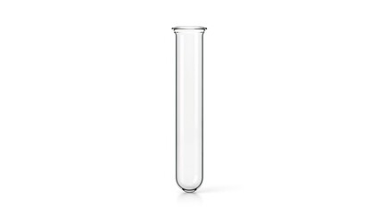 Empty clear glass test tube for science research experiments medical analysis isolated on white background