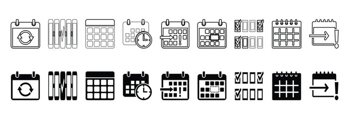 Calendar and Scheduling Line Icon Set  Event, Date, Planner and Time Management Icons