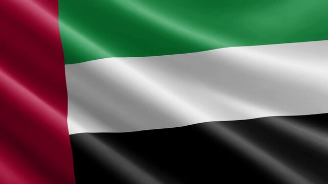 United Arab Emirates Waving Flag Animation with Realistic Silk Texture Loop