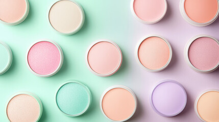 Pastel Makeup Flat Lay Abstract Background
