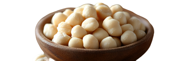 Round light colored food items in bowl