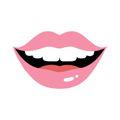 Obraz premium Illustration of soft pink lips with a playful smile, evoking joy and positivity. Ideal for fun, casual beauty, and wellness-themed projects.
