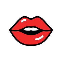 A bold and vibrant vector illustration of red lips, symbolizing beauty, makeup, and fashion.