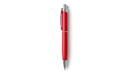 Vibrant red pen for essential writing signing documents and important tasks isolated on white background
