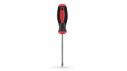 Essential red and black handle screwdriver isolated on white background for various repair and maintenance tasks
