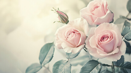 Soft Vintage Pink Roses Floral Background
