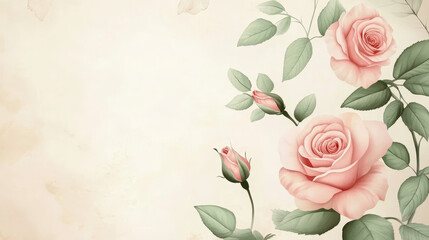 Soft Pastel Roses Floral Romantic Background