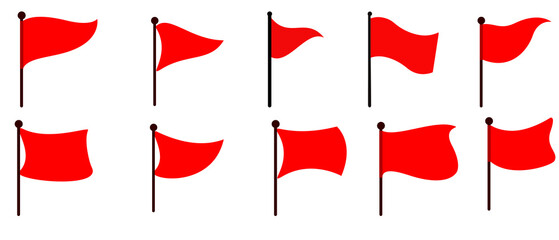 hand holding a red flag isolated on transparent background
