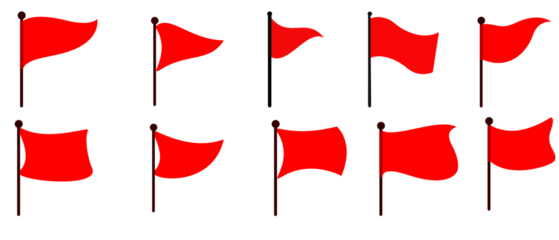 hand holding a red flag isolated on transparent background
