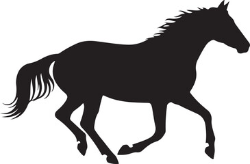 Obraz premium Black Running Horse Silhouette Vector Illustration – Elegant Wild Stallion Logo Design.