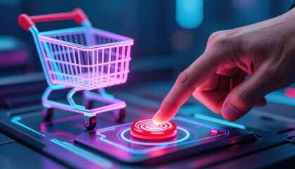 Innovative virtual shopping interaction in a futuristic environment with engaging views