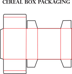Product packaging box dieline template with transparent window cut and fold lines for retail display design isolated vector
