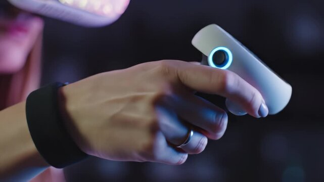 Person holding VR controller