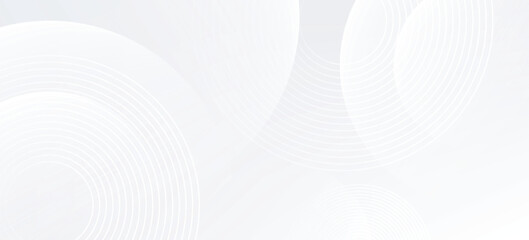 Fototapeta premium Simple white background with white circle lines digital future modern abstract