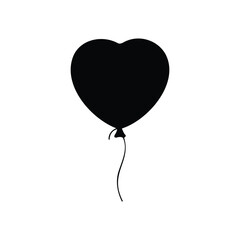 Heart baloon silhouette vector flat illustration design.