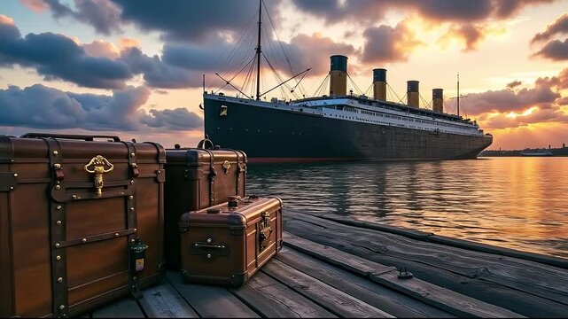 A large cruise ship sitting on top of a wooden dock